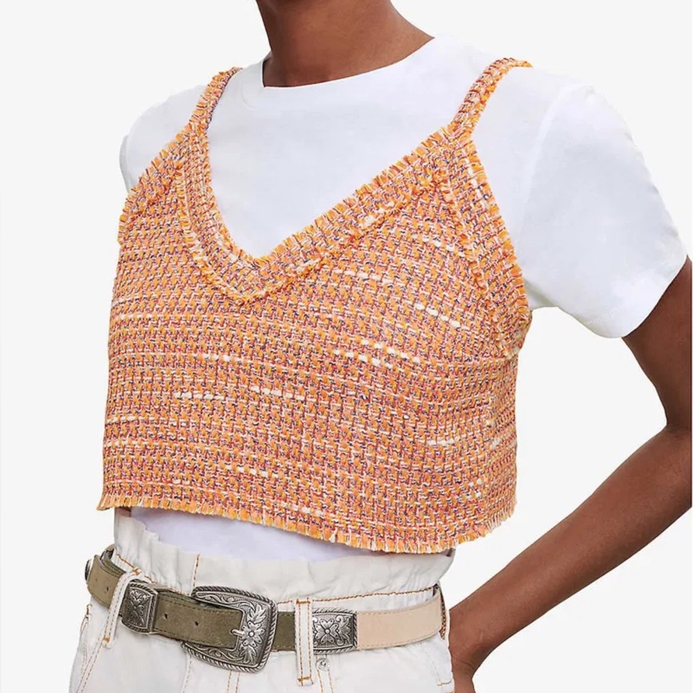 Maje orange tweed camisole